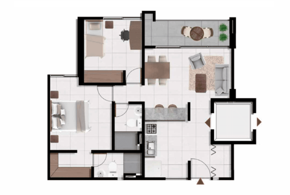 Plano Apartamento Vila Nova 64.95 metros cuadrados